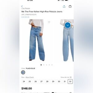 Worn once - We the Free - Free People Wide Leg Kellee Palazzo Jeans in Blue